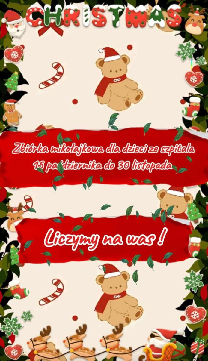 ZBIÓRKA MIKOŁAJKOWA DLA DZIECI ZE SZPITALA